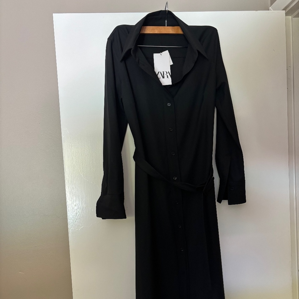 Zara belted shirt dress